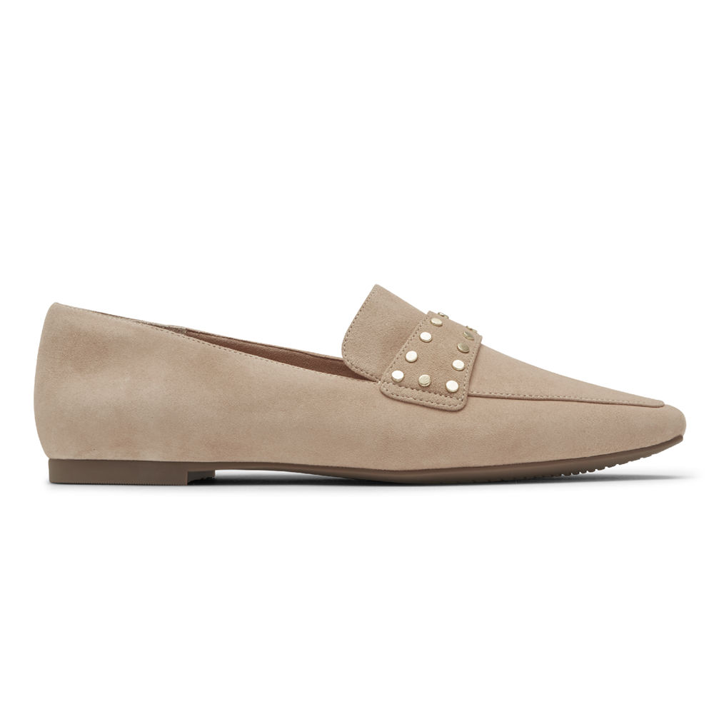 Rockport Womens Loafers Beige - Total Motion Laylani Studded - UK 438-ERUKLQ